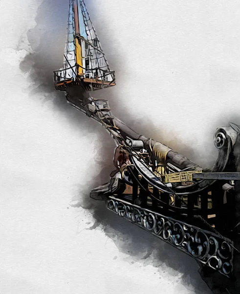 Pirate Ship Sailing Sea Illustration Art Drawing Sketch Vintage — Stock Photo, Image