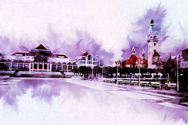 Sopot sanat çiziminde kare ve gezinti mimari dönüm noktası