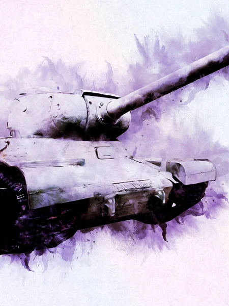 Vintage Tank Geïsoleerde Tekening Schets Kunst Illustratie — Stockfoto