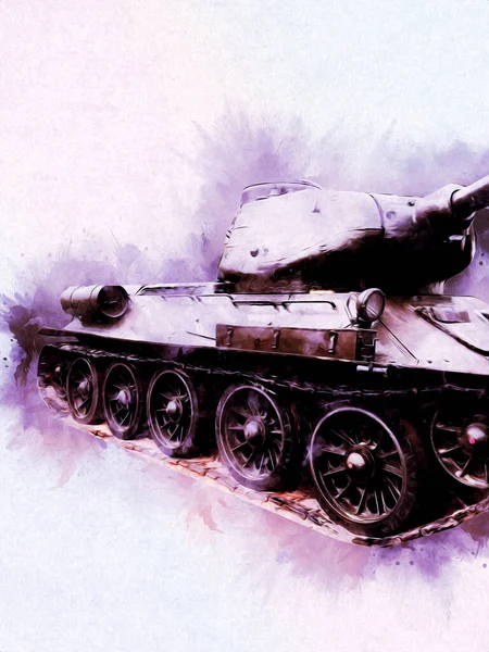 Vintage Tank Isolated Drawing Sketch Art Illustration — Stock Photo, Image