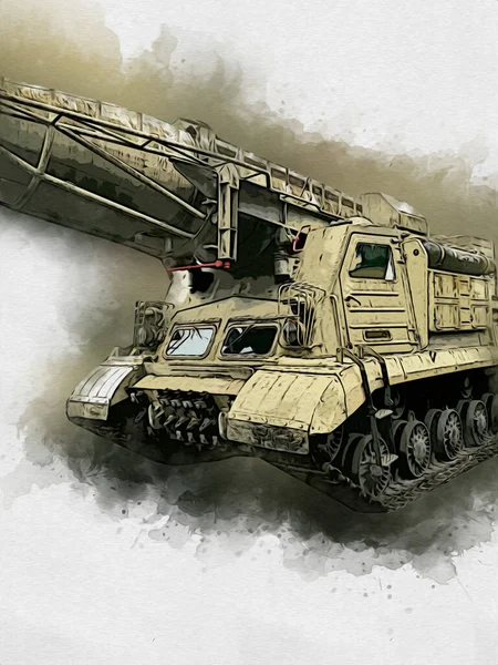 Vintage Tank Isolated Drawing Sketch Art Illustration — Stock Photo, Image