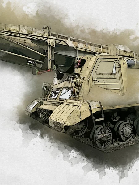 Vintage Tank Isolated Drawing Sketch Art Illustration — Stock Photo, Image