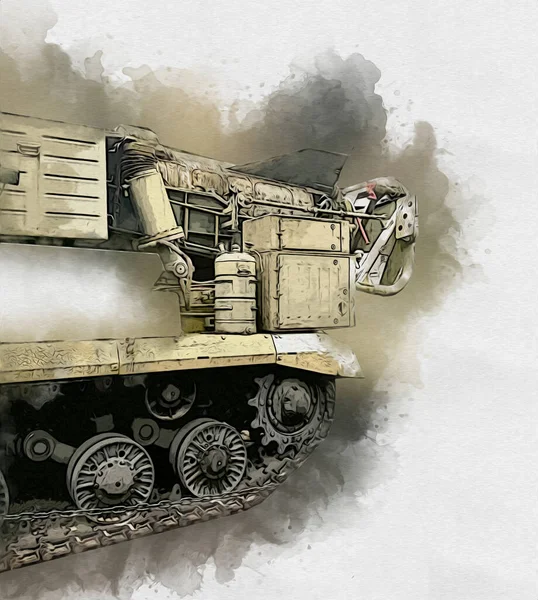 Vintage Tank Geïsoleerde Tekening Schets Kunst Illustratie — Stockfoto