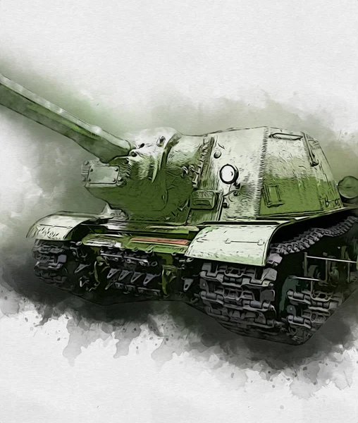 Vintage Tank Isolated Drawing Sketch Art Illustration — Stock Photo, Image