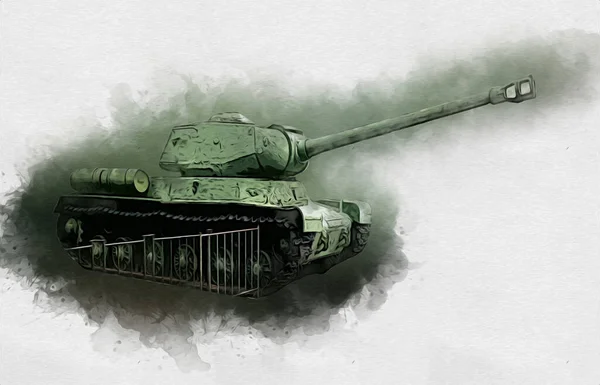 Vintage Tank Geïsoleerde Tekening Schets Kunst Illustratie — Stockfoto