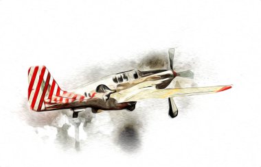 Beyaz arka planda izole edilmiş eski bir savaş uçağı.