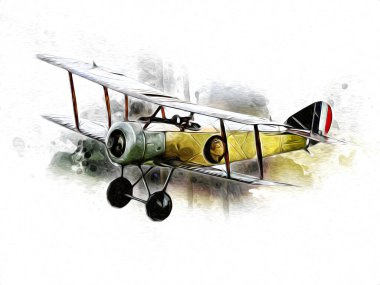 Beyaz arka planda izole edilmiş eski bir savaş uçağı.