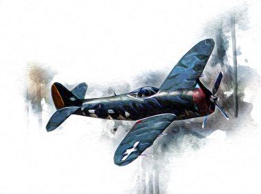 Beyaz arka planda izole edilmiş eski bir savaş uçağı.