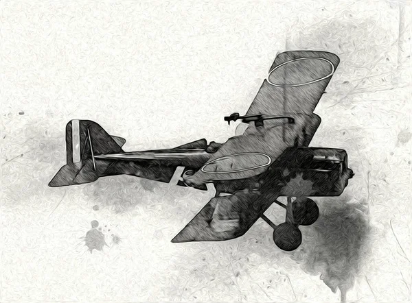 Gammal Fighter Plan Isolerad Vit Bakgrund Konst Vintage Retro Illustration — Stockfoto
