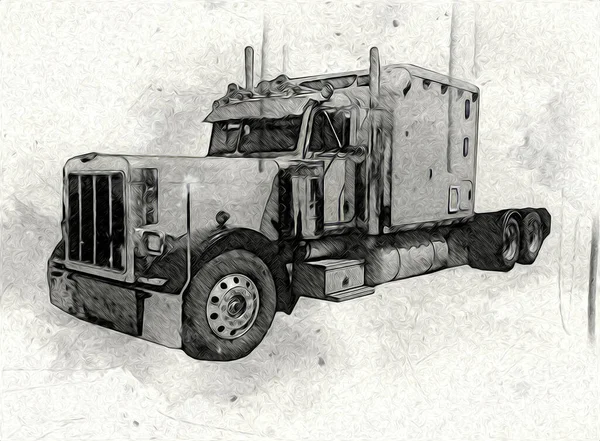 Αμερικανική Φορτηγό Εικονογράφηση Χρώμα Απομονωμένη Τέχνη Ρετρό — Φωτογραφία Αρχείου