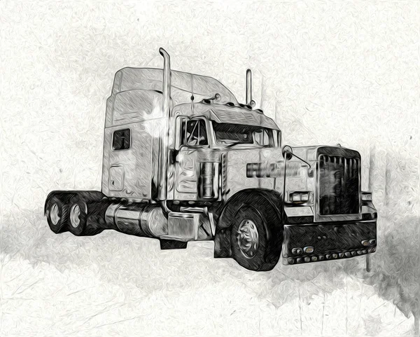 American Truck Ilustración Color Arte Aislado Vintage Retro —  Fotos de Stock