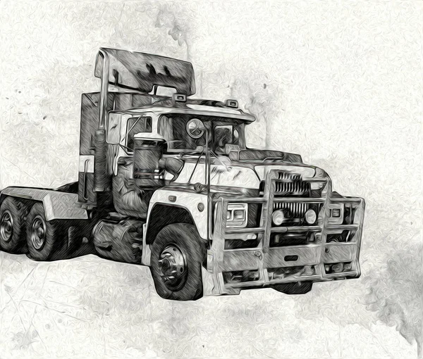 Americký Truck Ilustrace Barva Izolované Umění Vintage Retro — Stock fotografie