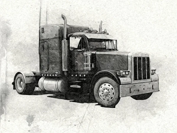 American Truck Illustration Color Isolated Art Vintage Retro – stockfoto
