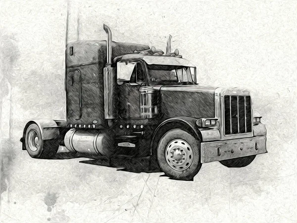 Amerikanische Lkw Illustration Farbe Isoliert Kunst Vintage Retro — Stockfoto