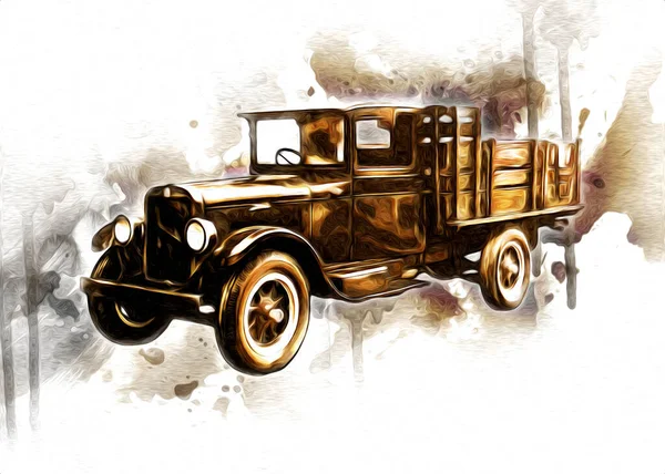 Vintage Retro Classic Old Car Illustrazione — Foto Stock