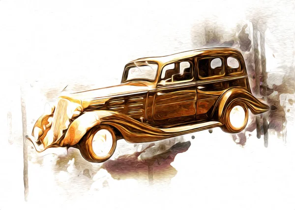 Vintage Retro Classique Vieille Illustration Voiture — Photo