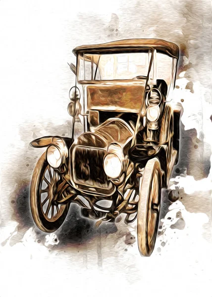 Vintage Retro Classique Vieille Illustration Voiture — Photo