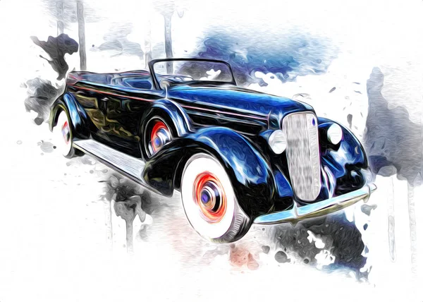 Vintage Retro Classic Old Car Illustration — Stock Photo, Image