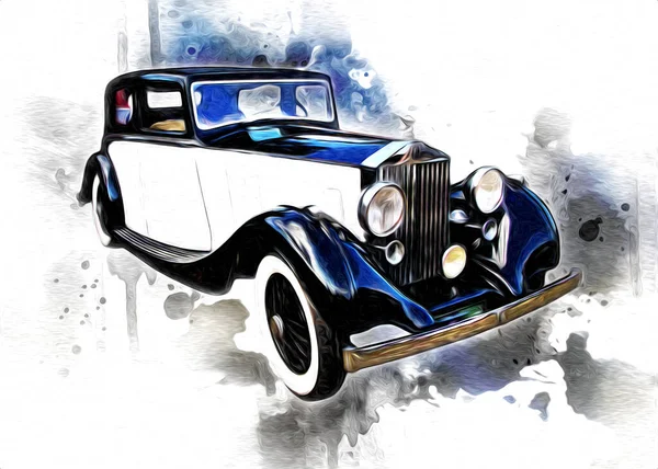 Vintage Retro Classic Ilustración Coches Antiguos — Foto de Stock