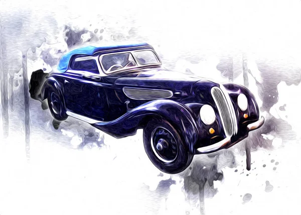 Vintage Retro Classic Old Car Illustration — Stock Photo, Image