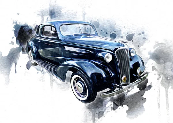 Vintage Retro Classic Old Car Illustrazione — Foto Stock