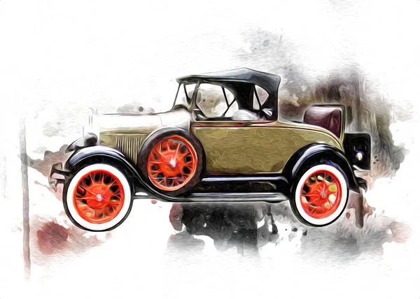 Vintage Retro Classique Vieille Illustration Voiture — Photo