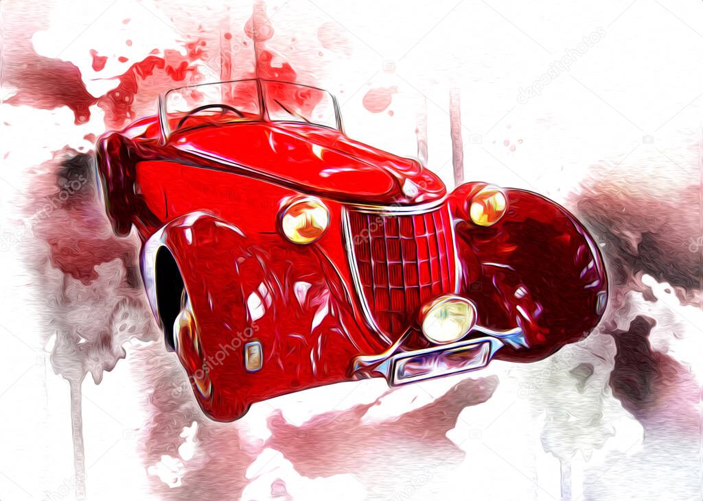 Vintage Retro Classic Old Car Illustration