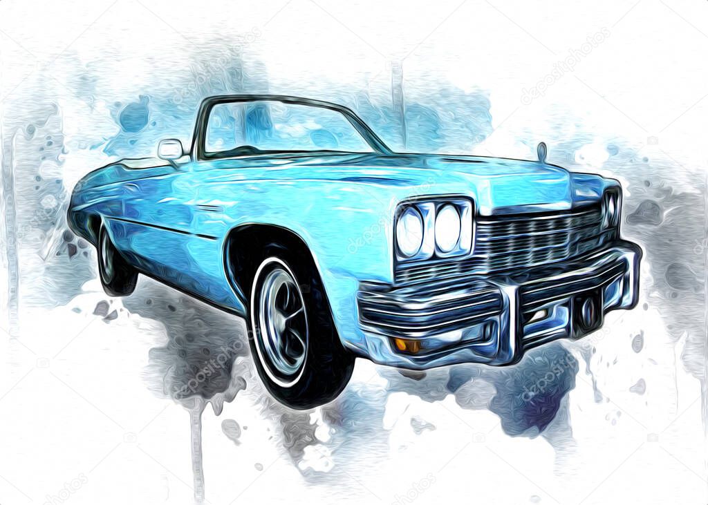 Vintage Retro Classic Old Car Illustration