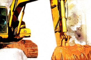 Ekskavatör illüstrasyon izole renk sanat eseri