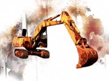 Ekskavatör illüstrasyon izole renk sanat eseri