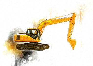 Ekskavatör illüstrasyon izole renk sanat eseri