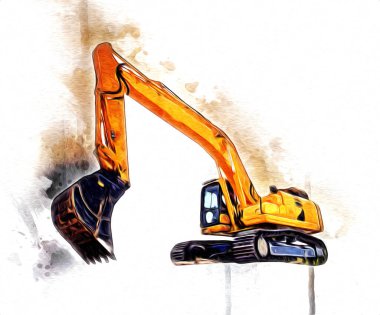 Ekskavatör illüstrasyon izole renk sanat eseri