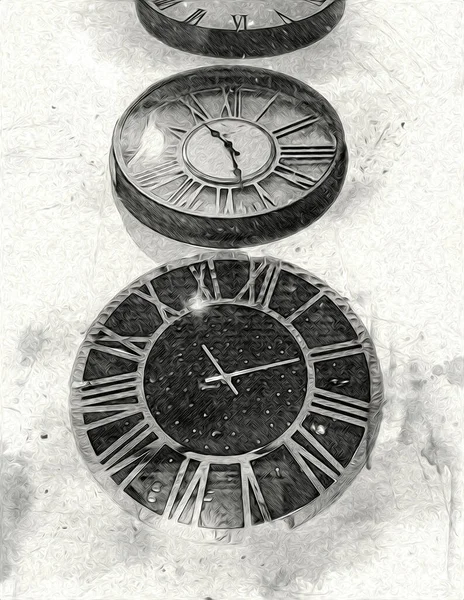 ヴィンテージ紙の背景に古いアンティークの古典的な時計の文字盤 — ストック写真