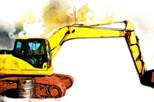 Excavator Illustration Color Isolated Art Work — Stock Photo, Image