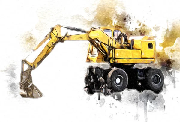 Excavator Illustration Color Isolated Art Work — Stock Photo, Image