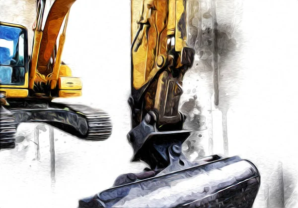 Excavator Illustration Color Isolated Art Work — Stock Photo, Image