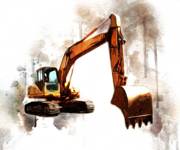 Excavator illustration color isolated art work