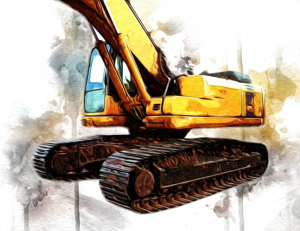 Excavator Illustration Color Isolated Art Work — Stock Photo, Image