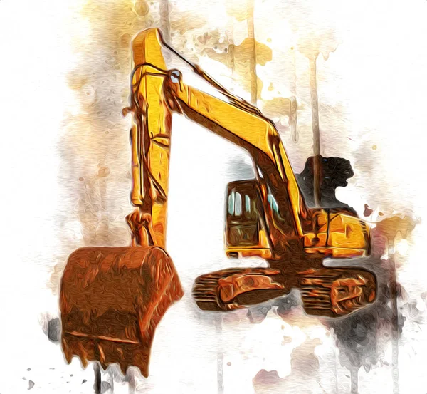 Excavator Illustration Color Isolated Art Work — Stock Photo, Image