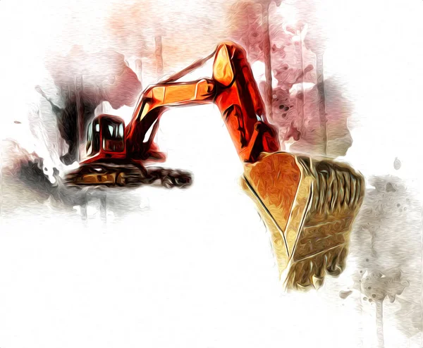 Excavator Illustration Color Isolated Art Work — Stock Photo, Image