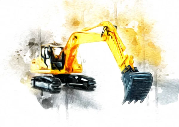 Excavator Illustration Color Isolated Art Work — Stock Photo, Image