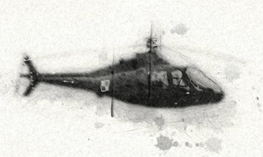 askeri helikopter resim sanatı klasiği çiziyor