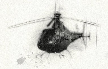 askeri helikopter resim sanatı klasiği çiziyor