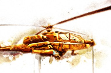 askeri helikopter resim sanatı klasiği çiziyor