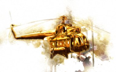 askeri helikopter resim sanatı klasiği çiziyor