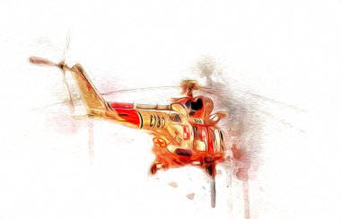 askeri helikopter resim sanatı klasiği çiziyor