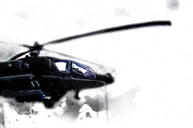 askeri helikopter resim sanatı klasiği çiziyor