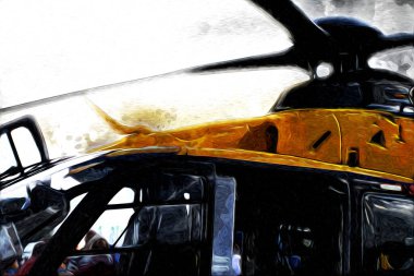 askeri helikopter resim sanatı klasiği çiziyor