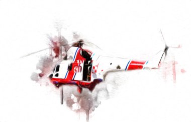 askeri helikopter resim sanatı klasiği çiziyor