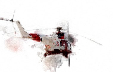 askeri helikopter resim sanatı klasiği çiziyor